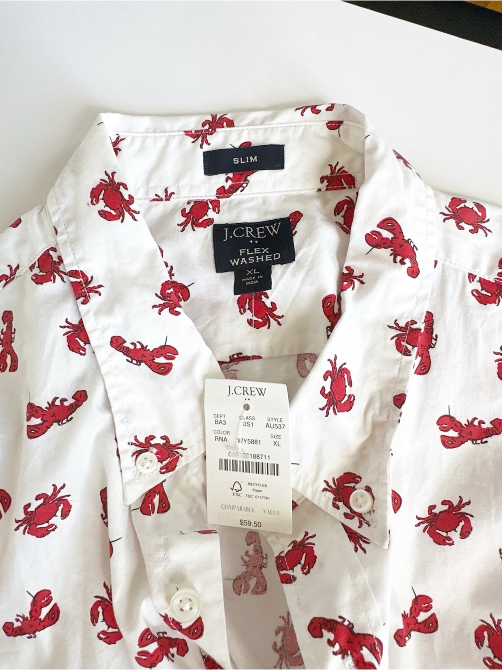 J.Crew Lobster Crab Print Button Down